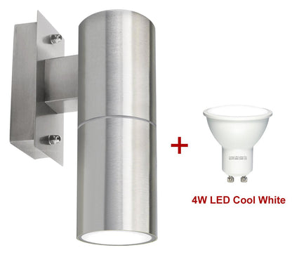 4W 5W 6W LED Single Brushed Stainless Steel Wall Light with GU10 - Energy Light Bulbs - Free delivery on all orders