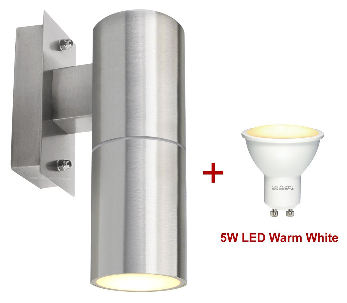 4W 5W 6W LED Single Brushed Stainless Steel Wall Light with GU10 - Energy Light Bulbs - Free delivery on all orders