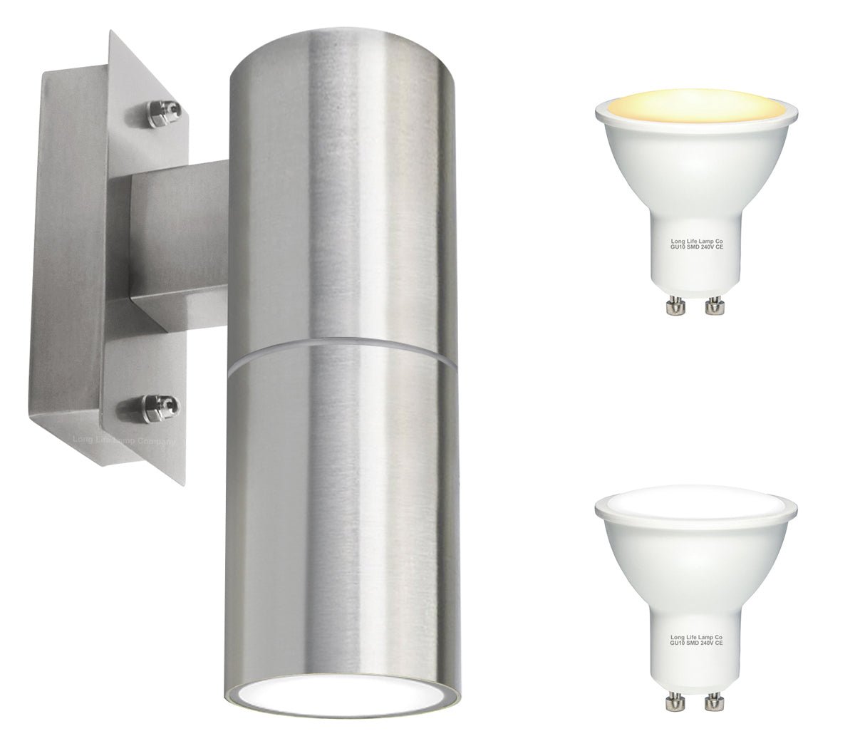 4W 5W 6W LED Single Brushed Stainless Steel Wall Light with GU10 - Energy Light Bulbs - Free delivery on all orders