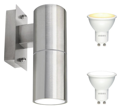 4W 5W 6W LED Single Brushed Stainless Steel Wall Light with GU10 - Energy Light Bulbs - Free delivery on all orders