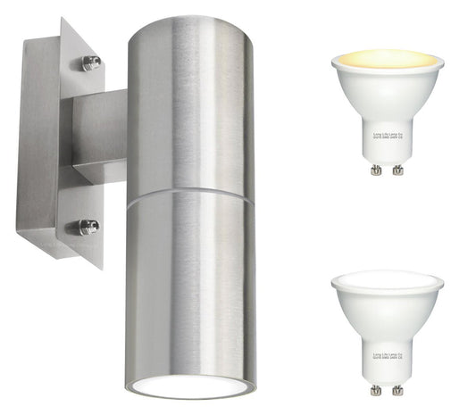4W 5W 6W LED Single Brushed Stainless Steel Wall Light with GU10 - Energy Light Bulbs - Free delivery on all orders