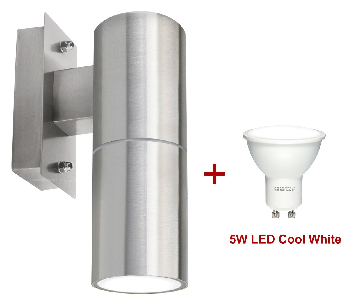 4W 5W 6W LED Single Brushed Stainless Steel Wall Light with GU10 - Energy Light Bulbs - Free delivery on all orders
