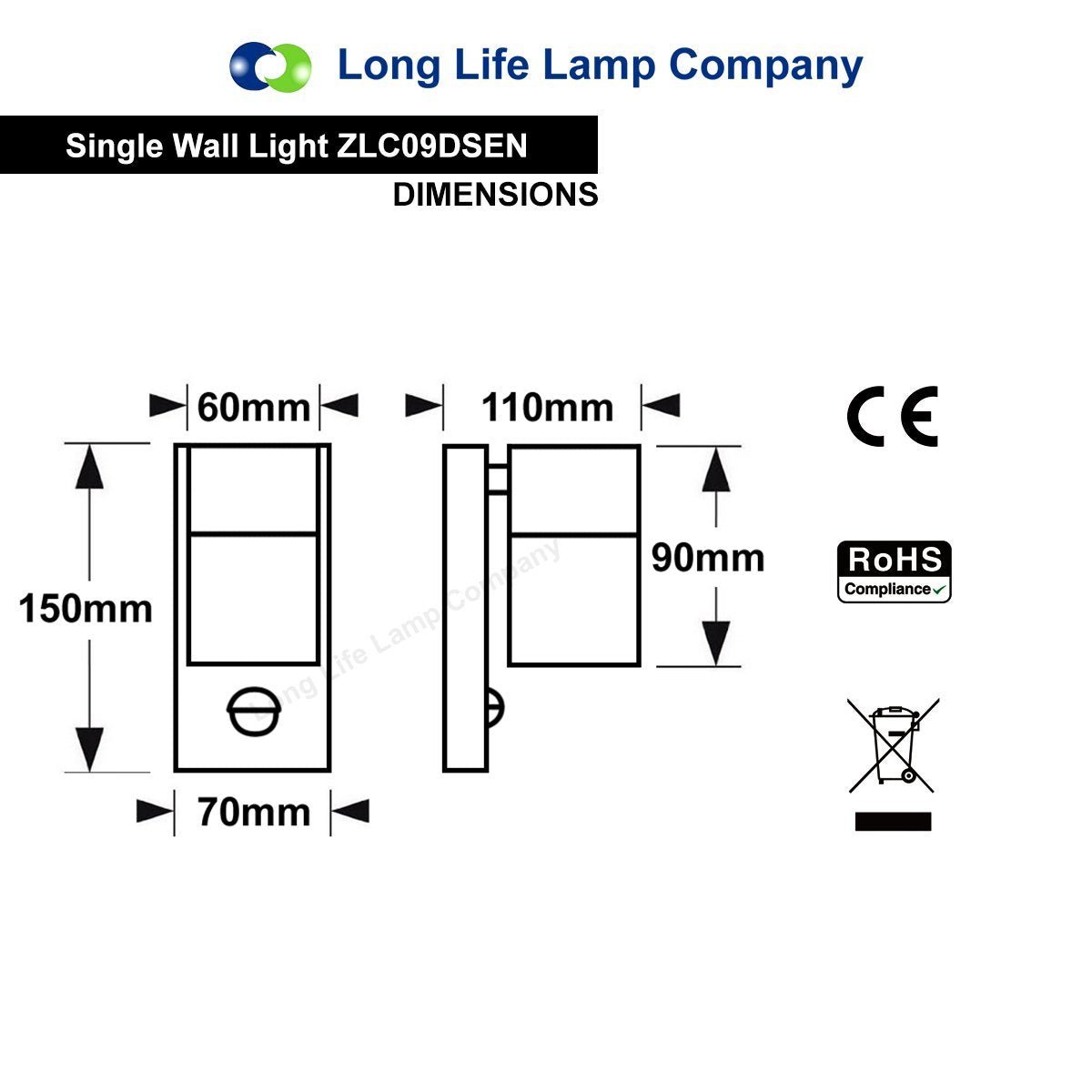 4w, 5w, 6w Outdoor Down Wall Light IP44 with PIR Movement Sensor - Energy Light Bulbs - Free delivery on all orders