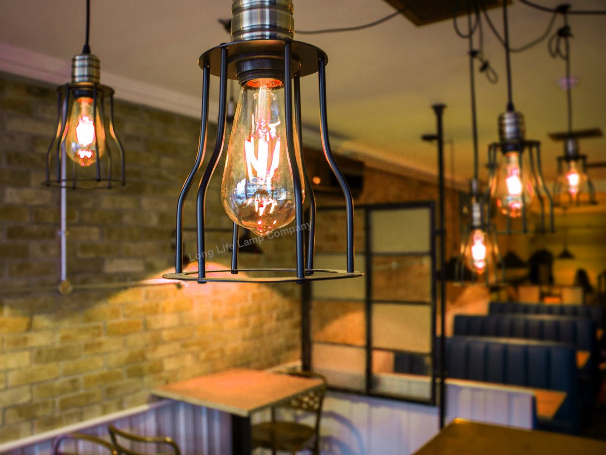 4w Amber LED Vintage Filament Light Bulb B22 Clear Glass ST58 - Energy Light Bulbs - Free delivery on all orders