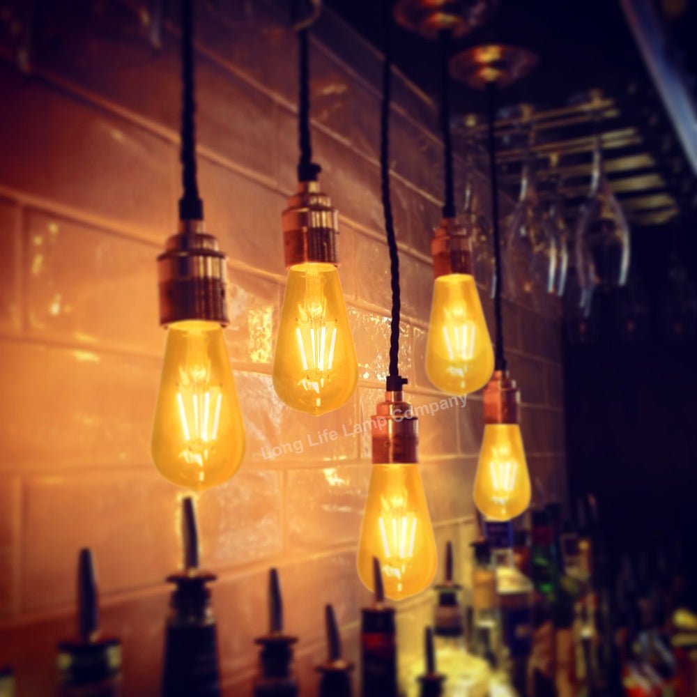 4w Amber LED Vintage Filament Light Bulb B22 Clear Glass ST58 - Energy Light Bulbs - Free delivery on all orders