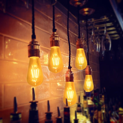 4w Amber LED Vintage Filament Light Bulb B22 Clear Glass ST58 - Energy Light Bulbs - Free delivery on all orders