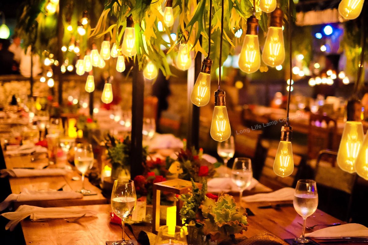 4w Amber LED Vintage Filament Light Bulb E27 Clear Glass ST58 Ambient Lighting - Energy Light Bulbs - Free delivery on all orders