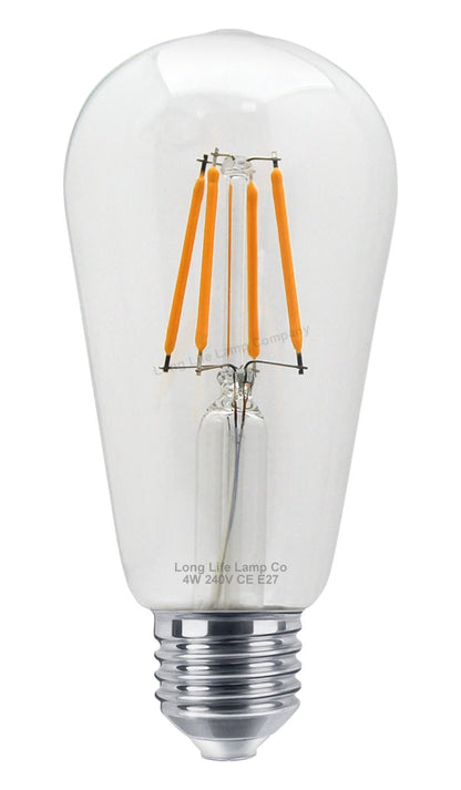 4w Amber LED Vintage Filament Light Bulb E27 Clear Glass ST58 Ambient Lighting - Energy Light Bulbs - Free delivery on all orders