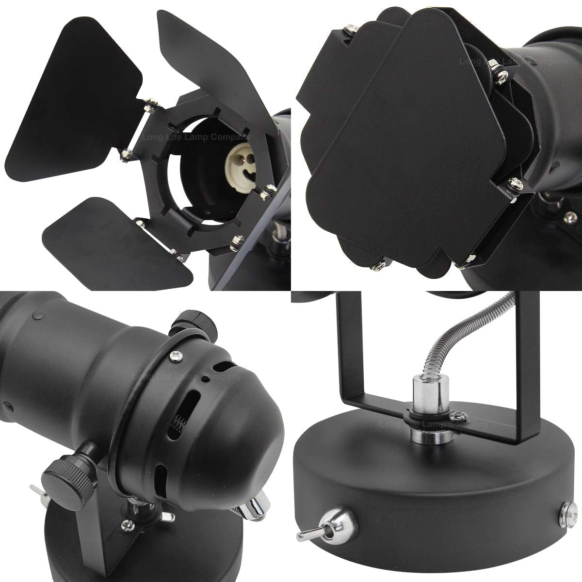 4w Black Industrial Flush Mount Single Adjustable Ceiling Or Wall Spotlight - Energy Light Bulbs - Free delivery on all orders