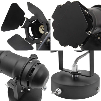 4w Black Industrial Flush Mount Single Adjustable Ceiling Or Wall Spotlight - Energy Light Bulbs - Free delivery on all orders
