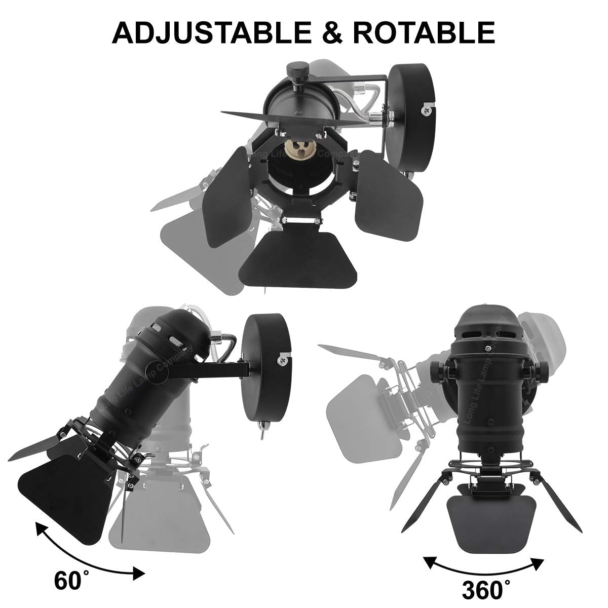 4w Black Industrial Flush Mount Single Adjustable Ceiling Or Wall Spotlight - Energy Light Bulbs - Free delivery on all orders