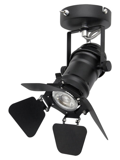 4w Black Industrial Flush Mount Single Adjustable Ceiling Or Wall Spotlight - Energy Light Bulbs - Free delivery on all orders