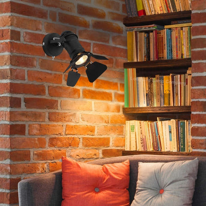 4w Black Industrial Flush Mount Single Adjustable Ceiling Or Wall Spotlight - Energy Light Bulbs - Free delivery on all orders