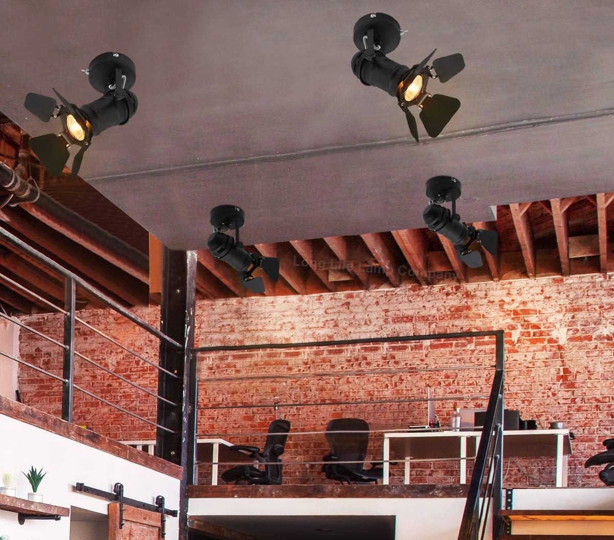 4w Black Industrial Flush Mount Single Adjustable Ceiling Or Wall Spotlight - Energy Light Bulbs - Free delivery on all orders