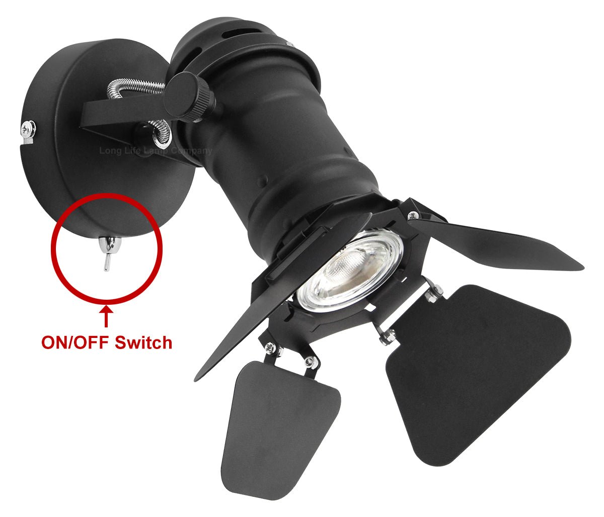 4w Black Industrial Flush Mount Single Adjustable Ceiling Or Wall Spotlight - Energy Light Bulbs - Free delivery on all orders