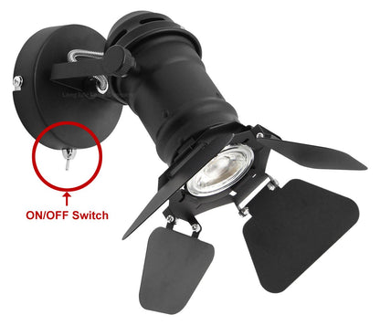 4w Black Industrial Flush Mount Single Adjustable Ceiling Or Wall Spotlight - Energy Light Bulbs - Free delivery on all orders
