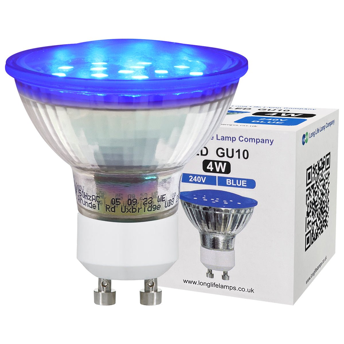 4w Blue GU10 LED Colour Light Bulb - Energy Light Bulbs - Free delivery on all orders