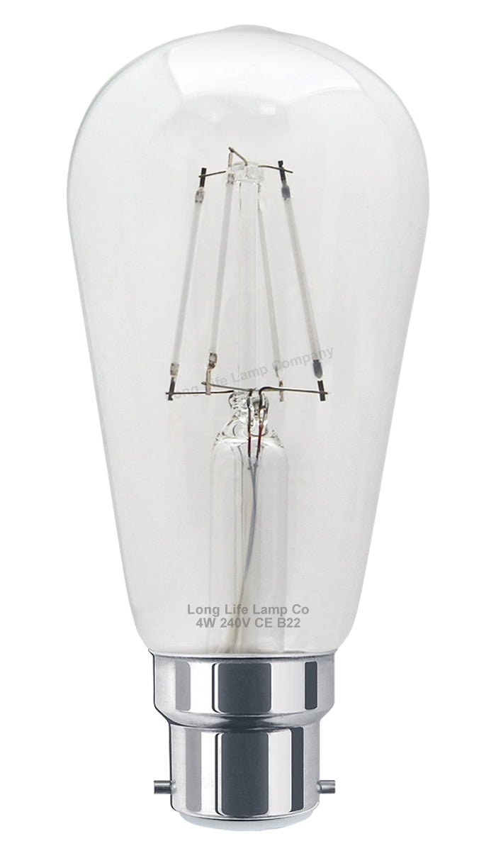 4w Blue LED Vintage Filament Light Bulb B22 Clear Glass ST58 Ambient Lighting - Energy Light Bulbs - Free delivery on all orders
