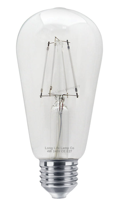 4w Blue LED Vintage Filament Light Bulb E27 Clear Glass ST58 Ambient Lighting - Energy Light Bulbs - Free delivery on all orders