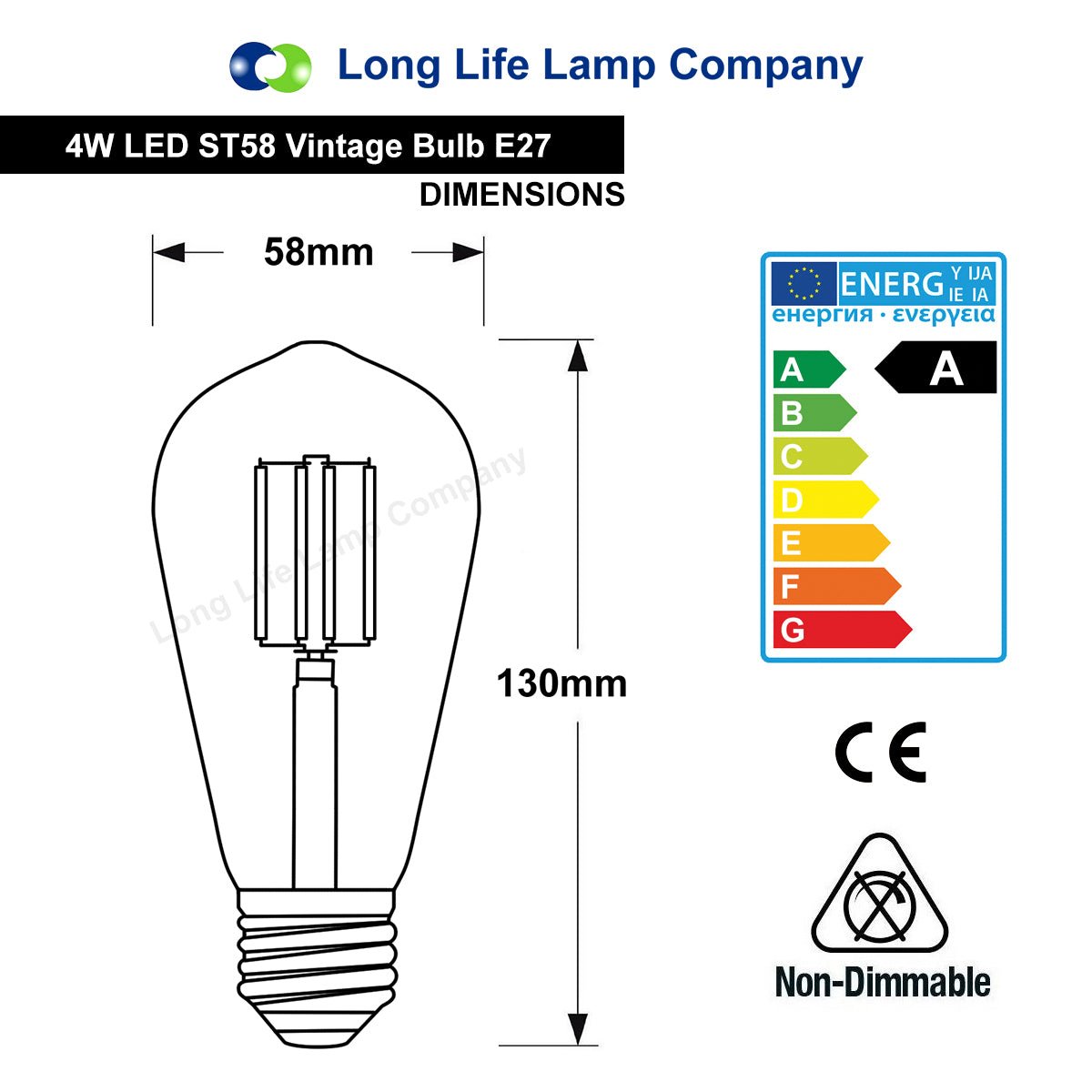 4w Blue LED Vintage Filament Light Bulb E27 Clear Glass ST58 Ambient Lighting - Energy Light Bulbs - Free delivery on all orders