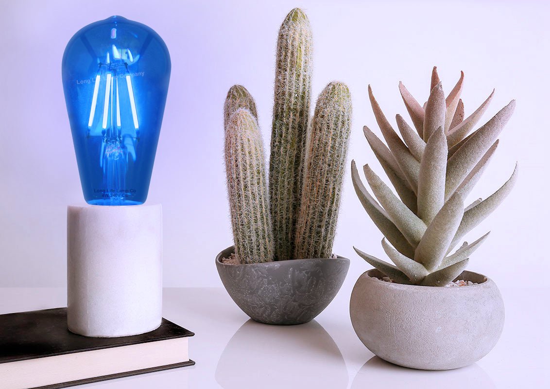 4w Blue LED Vintage Filament Light Bulb E27 Clear Glass ST58 Ambient Lighting - Energy Light Bulbs - Free delivery on all orders