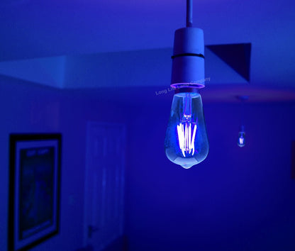 4w Blue LED Vintage Filament Light Bulb E27 Clear Glass ST58 Ambient Lighting - Energy Light Bulbs - Free delivery on all orders