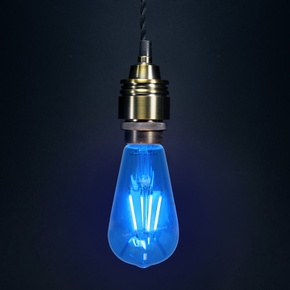 4w Blue LED Vintage Filament Light Bulb E27 Clear Glass ST58 Ambient Lighting - Energy Light Bulbs - Free delivery on all orders