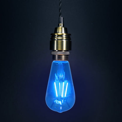 4w Blue LED Vintage Filament Light Bulb E27 Clear Glass ST58 Ambient Lighting - Energy Light Bulbs - Free delivery on all orders