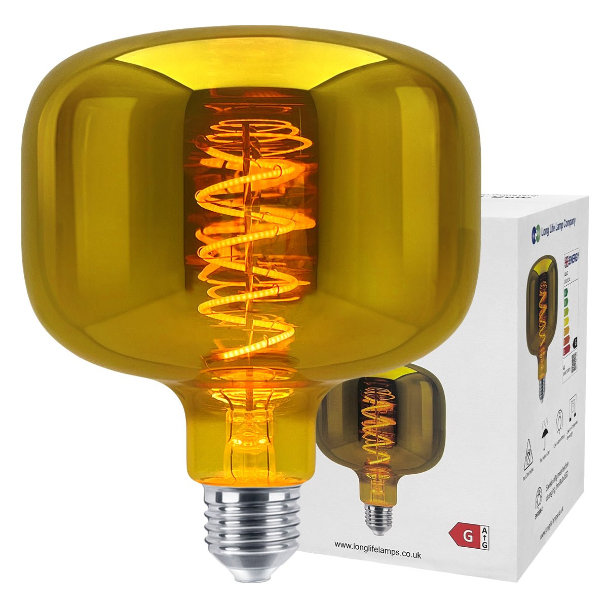 4w Coil LED Filament Light Bulb E27 Gold Mirror Glass Decorative Lamp - Energy Light Bulbs - Free delivery on all orders