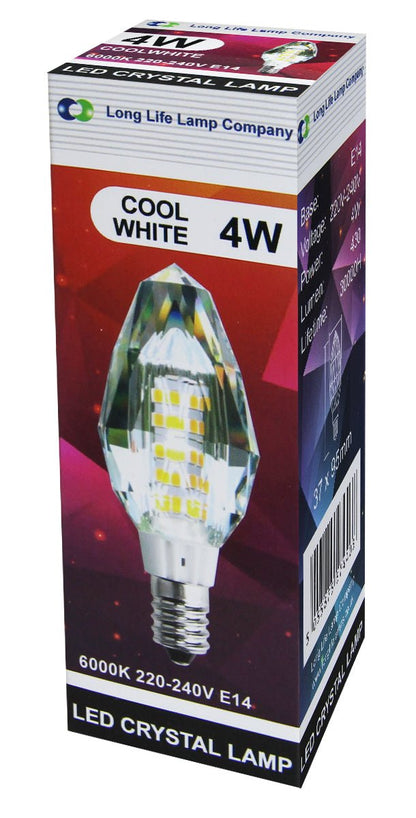4w Crystal LED Candle Bulb E14 Cool White - Energy Light Bulbs - Free delivery on all orders