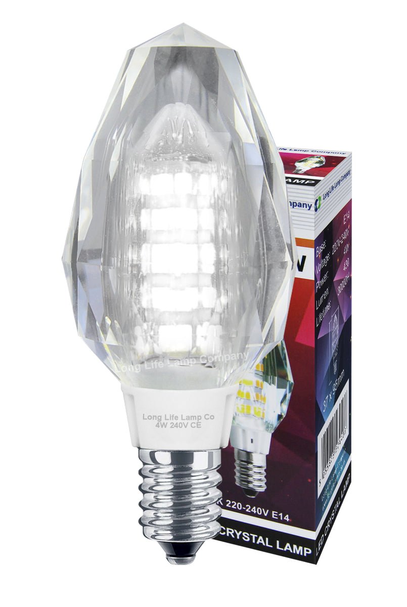 4w Crystal LED Candle Bulb E14 Cool White - Energy Light Bulbs - Free delivery on all orders