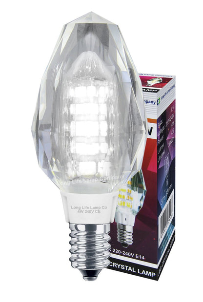 4w Crystal LED Candle Bulb E14 Cool White - Energy Light Bulbs - Free delivery on all orders