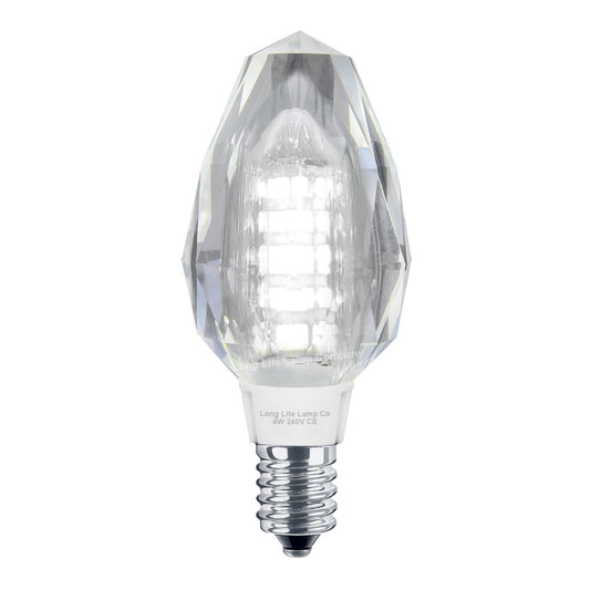 4w Crystal LED Candle Bulb E14 Cool White - Energy Light Bulbs - Free delivery on all orders