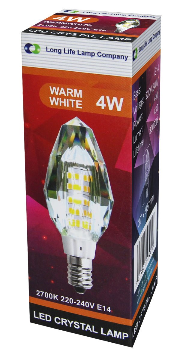 4w Crystal LED Candle Bulb E14 Warm White - Energy Light Bulbs - Free delivery on all orders
