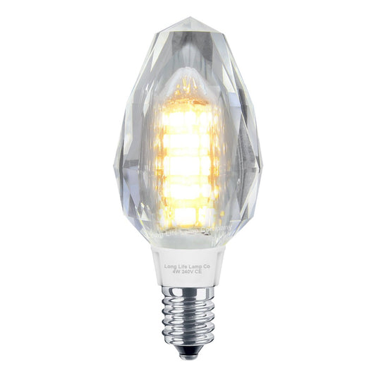 4w Crystal LED Candle Bulb E14 Warm White - Energy Light Bulbs - Free delivery on all orders