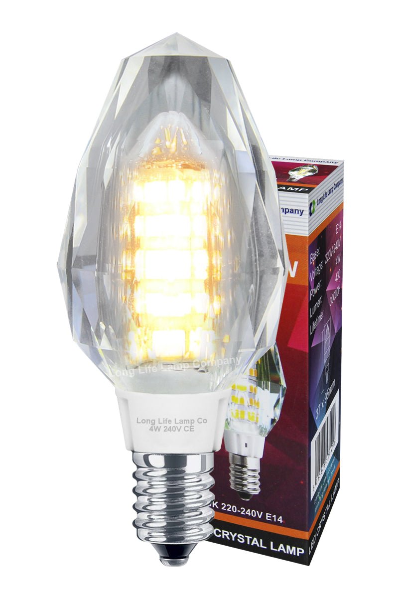 4w Crystal LED Candle Bulb E14 Warm White - Energy Light Bulbs - Free delivery on all orders