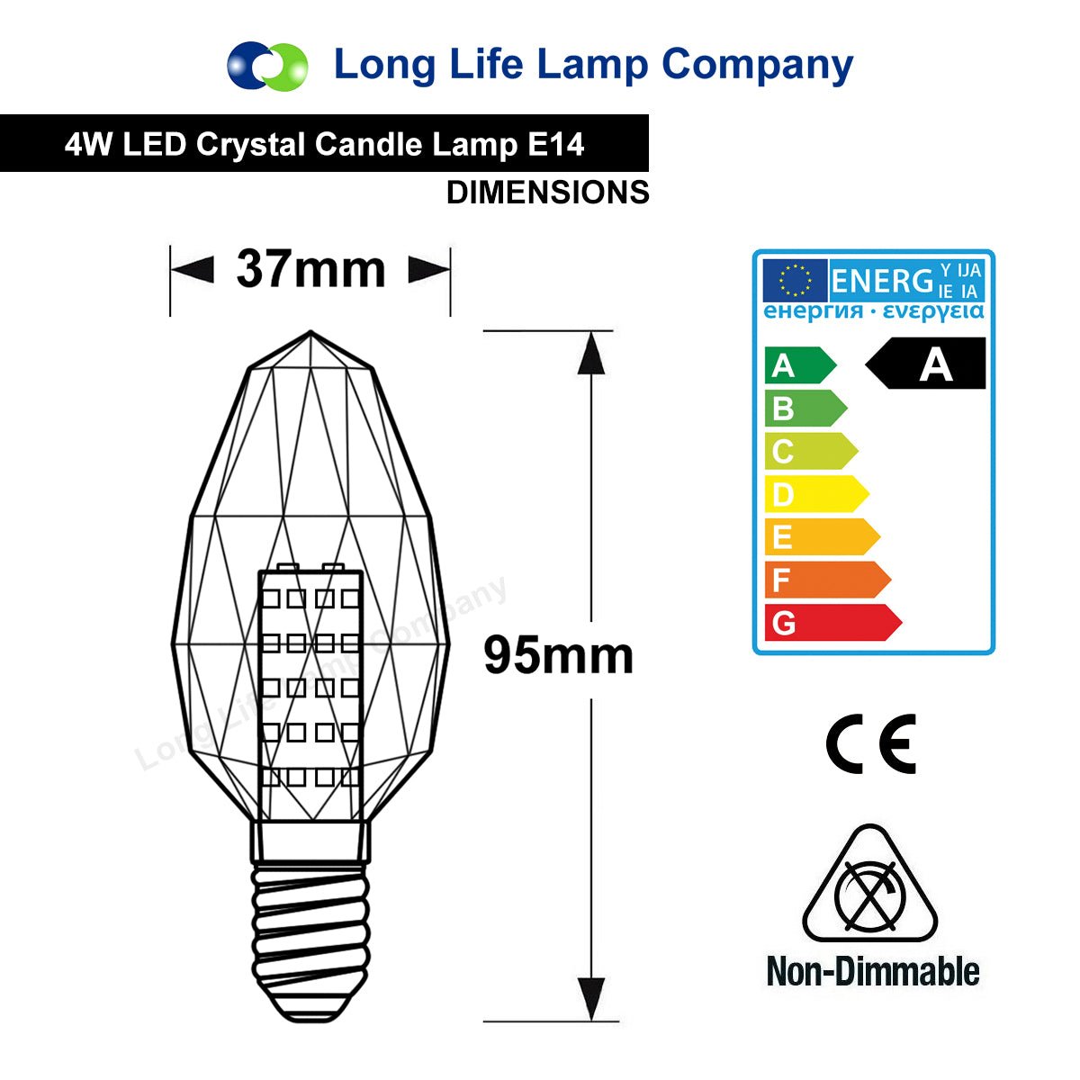 4w Crystal LED Candle Bulb E14 Warm White - Energy Light Bulbs - Free delivery on all orders