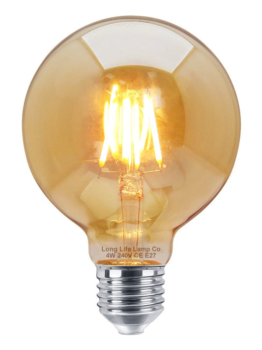 4w E27 LED Globe Decorative Light Bulb Smoked Gold G95 - Energy Light Bulbs - Free delivery on all orders