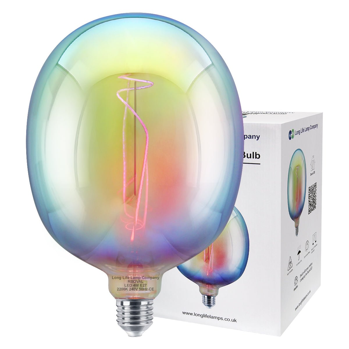 4w Flexible LED Rainbow Oval Glass Decorative Light Bulb Opal Metallic E27 - Energy Light Bulbs - Free delivery on all orders