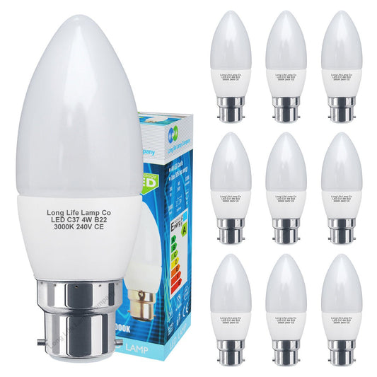 4w Frosted Cover LED Candle Warm White 3000K 2Pack Or 4Pack Or 10Pack - Energy Light Bulbs - Free delivery on all orders