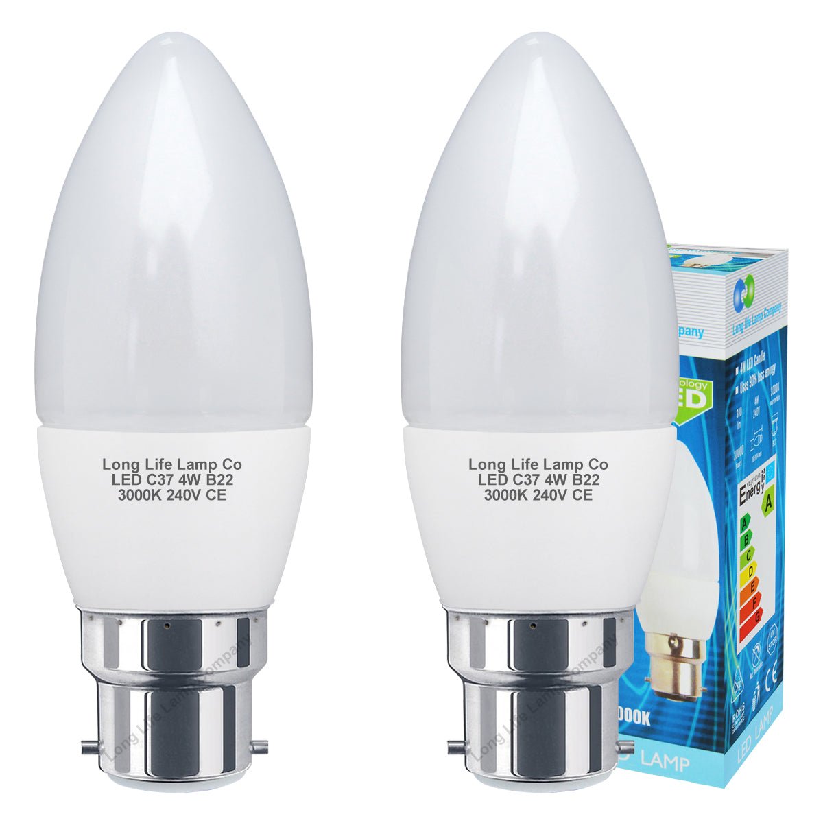 4w Frosted Cover LED Candle Warm White 3000K 2Pack Or 4Pack Or 10Pack - Energy Light Bulbs - Free delivery on all orders