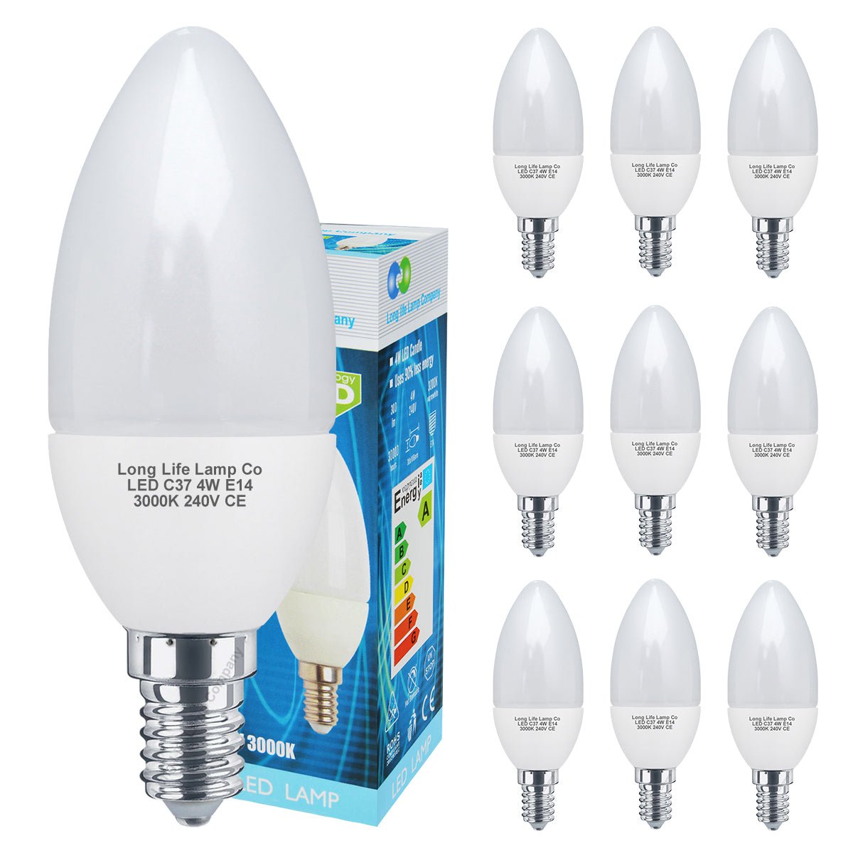 4w Frosted Cover LED Candle Warm White 3000K 2Pack Or 4Pack Or 10Pack - Energy Light Bulbs - Free delivery on all orders
