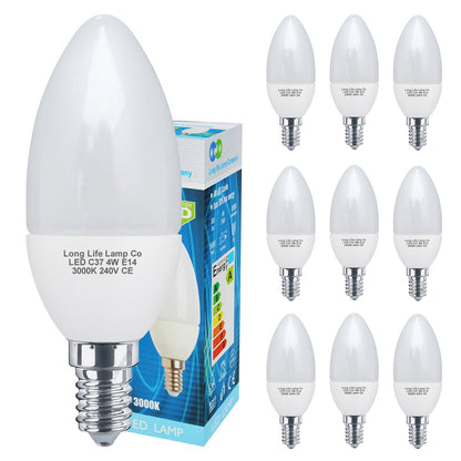 4w Frosted Cover LED Candle Warm White 3000K 2Pack Or 4Pack Or 10Pack - Energy Light Bulbs - Free delivery on all orders
