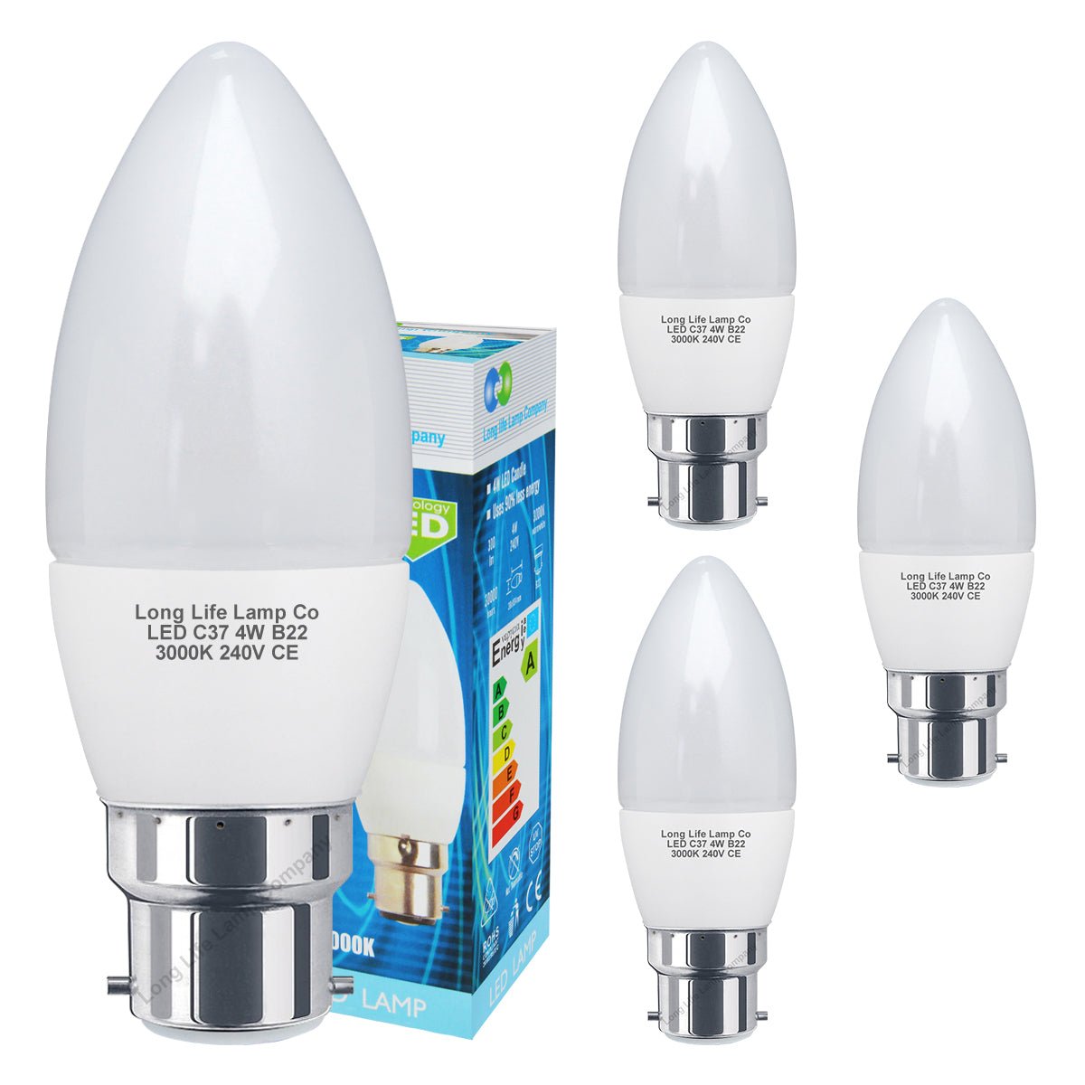 4w Frosted Cover LED Candle Warm White 3000K 2Pack Or 4Pack Or 10Pack - Energy Light Bulbs - Free delivery on all orders