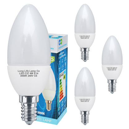 4w Frosted Cover LED Candle Warm White 3000K 2Pack Or 4Pack Or 10Pack - Energy Light Bulbs - Free delivery on all orders