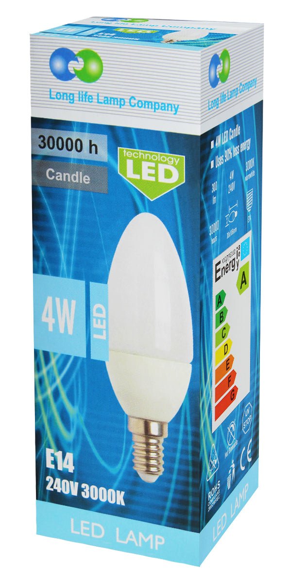4w Frosted Cover LED Candle Warm White 3000K 2Pack Or 4Pack Or 10Pack - Energy Light Bulbs - Free delivery on all orders