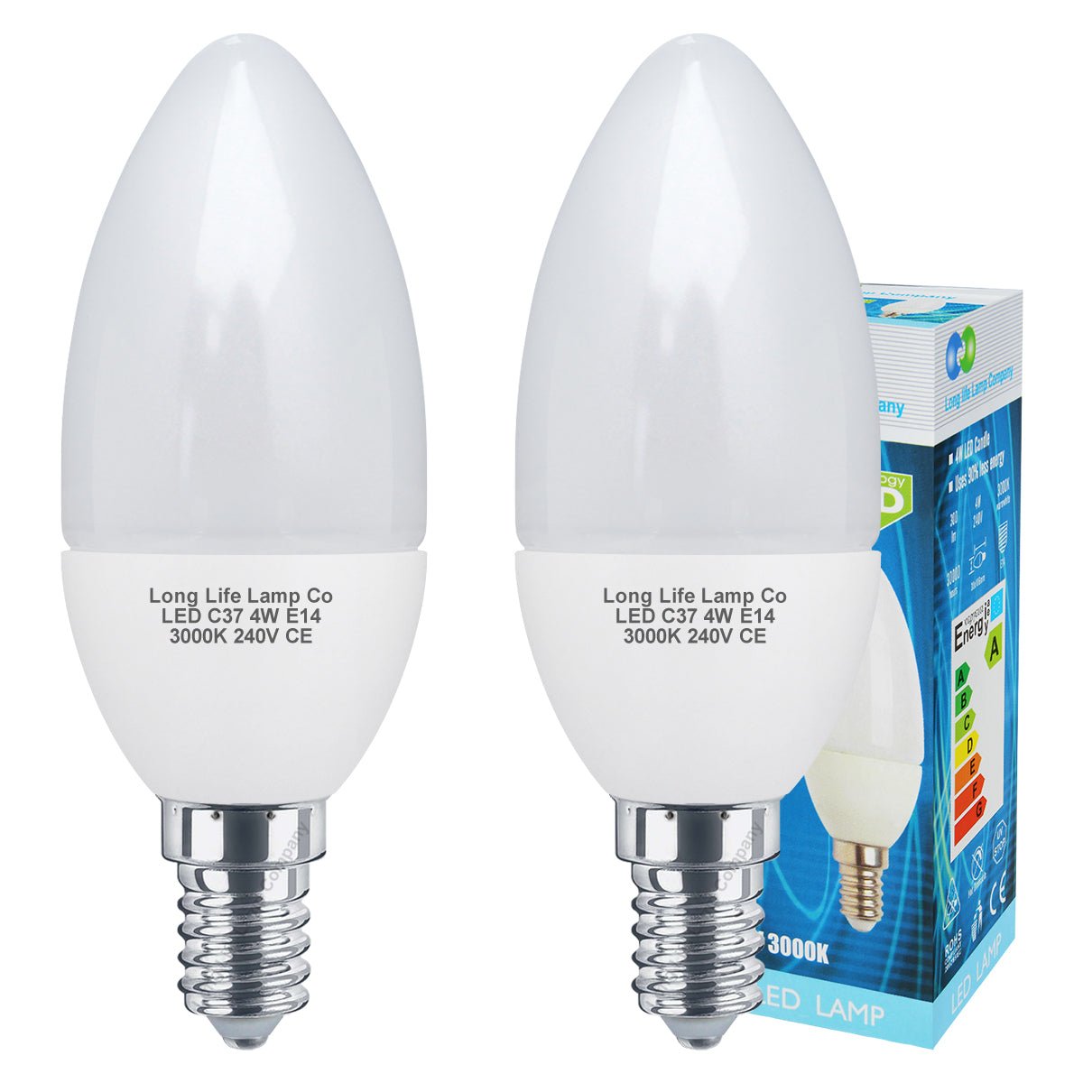 4w Frosted Cover LED Candle Warm White 3000K 2Pack Or 4Pack Or 10Pack - Energy Light Bulbs - Free delivery on all orders