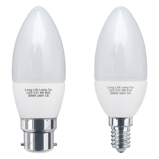 4w Frosted Cover LED Candle Warm White 3000K - Energy Light Bulbs - Free delivery on all orders