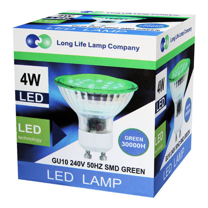 4w Green GU10 LED Colour Light Bulb - Energy Light Bulbs - Free delivery on all orders