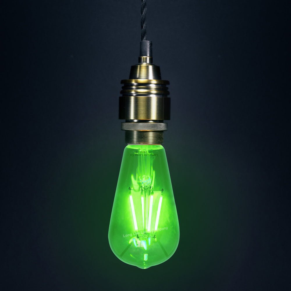4w Green LED Vintage Filament Light Bulb B22 Clear Glass ST58 Ambient Lighting - Energy Light Bulbs - Free delivery on all orders